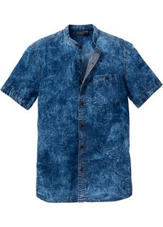 Джинсовая рубашка Slim Fit с коротким рукавом (темно-синий) Bonprix