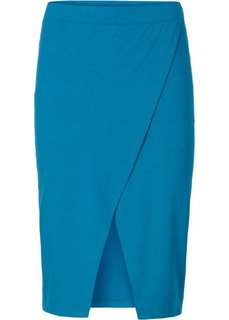 Трикотажная юбка с запахом (сине-зеленый) Bonprix