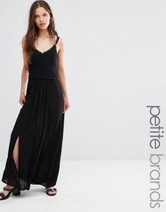 Платье макси на бретельках с отделкой кроше New Look Petite - Черный