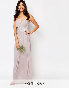 Платье макси с декорированной талией и складками TFNC WEDDING - Фиолетовый