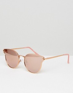 Солнцезащитные очки кошачий глаз цвета розового золота с зеркальными стеклами Pieces Milli - Золотой