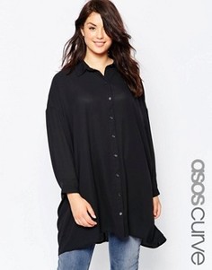 Свободная длинная блузка ASOS CURVE - Черный