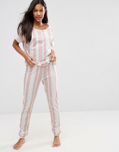 Пижамный комплект с футболкой и джоггерами в полоску ASOS - Мульти