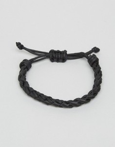 Черный плетеный браслет с кожей Jack &amp; Jones Jacwood - Черный