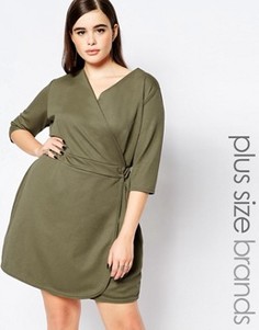 Платье с запахом и пояском Missguided Plus - Зеленый