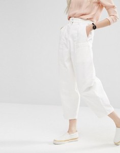 Укороченные джинсы овального кроя ASOS WHITE - Кремовый