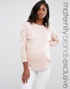 Свитшот для беременных со шнуровкой на рукавах Missguided Maternity - Розовый