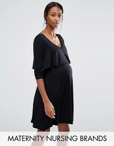 Короткое платье для беременных и кормящих мам Bluebelle Maternity - Черный