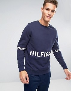 Темно-синий свитшот с крупным логотипом Hilfiger Denim - Темно-синий