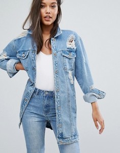 Состаренная джинсовая куртка Missguided - Серый