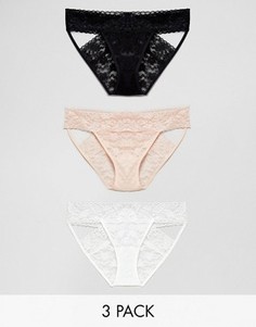 3 пары бразильских трусиков с перекрестным дизайном сзади ASOS - Мульти