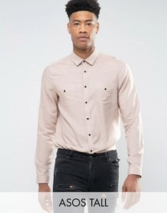 Розовая вискозная рубашка классического кроя ASOS TALL - Розовый