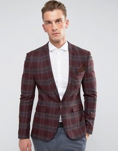 Супероблегающий блейзер в бордовую клетку ASOS - Красный