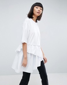 Футболка с ярусными оборками ASOS WHITE - Белый