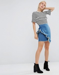 Джинсовая мини‑юбка с необработанными краями ASOS - Синий