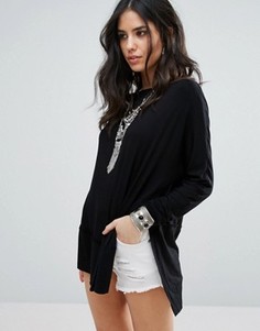 Футболка с открытыми плечами Free People Luna - Черный