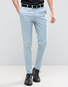 Голубые зауженные брюки из эластичного хлопка ASOS WEDDING - Синий