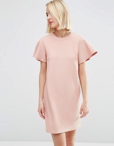 Цельнокройное платье с оборками на рукавах ASOS - Розовый
