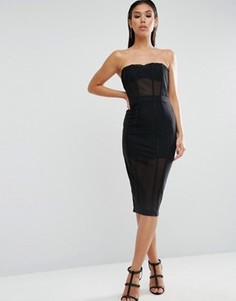 Платье-футляр с сетчатыми вставками ASOS PREMIUM - Черный