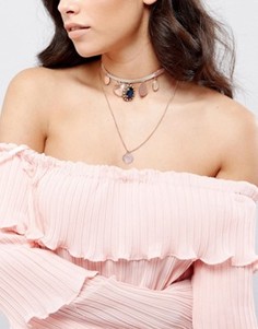 Ожерелье-чокер в несколько рядов с подвесками ASOS - Мульти