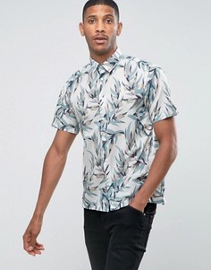 Рубашка с короткими рукавами и сплошным принтом листьев Jack &amp; Jones Originals - Кремовый
