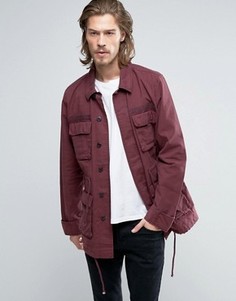 Бордовая куртка в стиле милитари со шнурком ASOS - Красный