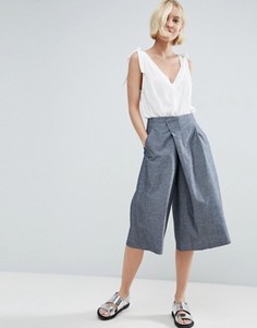 Юбка-брюки из шамбре с запахом ASOS - Синий