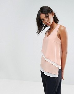 Топ с V-образным вырезом и асимметричным краем Vero Moda - Розовый