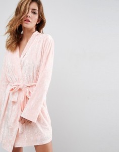 Халат мини из мятого бархата ASOS - Розовый