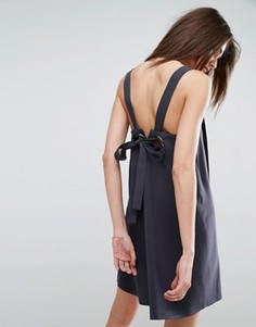 Свободное платье мини с люверсами ASOS - Черный