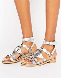 Кожаные сандалии ASOS FOREMOST - Серебряный