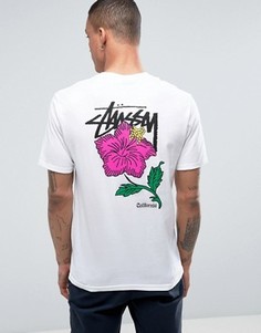 Футболка с розами на спине Stussy - Белый