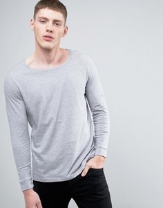 Удлиненный лонгслив с глубоким вырезом ASOS - Серый