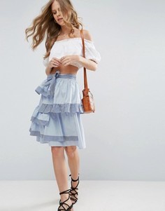 Ярусная юбка для выпускного в полоску ASOS - Мульти