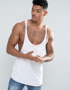 Белая длинная спортивная майка с контрастной строчкой ASOS - Белый