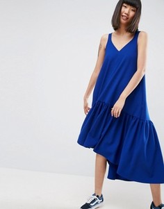 Платье миди с баской ASOS WHITE - Синий