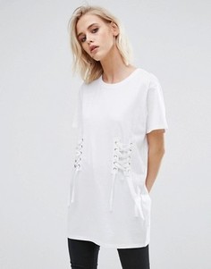 Футболка бойфренда со шнуровкой New Look - Белый