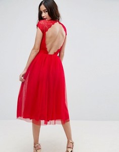 Платье миди для выпускного из кружевного тюля ASOS PREMIUM - Красный