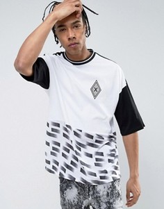 Oversize-футболка с принтом в гоночном стиле и окантовкой ASOS - Белый
