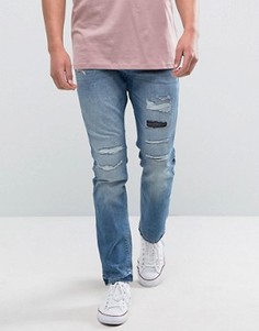 Потертые джинсы слим Esprit - Синий