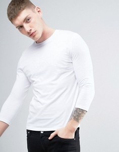 Белый лонгслив с рукавами 3/4 и круглым вырезом ASOS - Белый