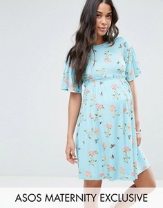 Платье с цветочным принтом ASOS Maternity - Зеленый