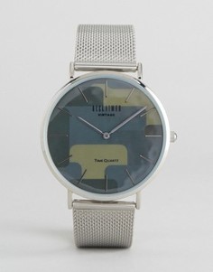 Часы с сетчатым ремешком и серебристым корпусом Reclaimed Vintage - Серебряный