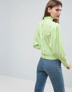 Блузка с длинными рукавами и пуговицами на спине ASOS - Зеленый
