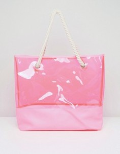 Розовая прозрачная пляжная сумка из ПВХ South Beach - Розовый
