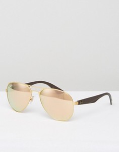 Солнцезащитные очки-авиаторы с зеркальными стеклами Ray-Ban 0RB3523 - Золотой