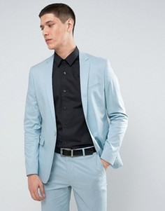 Голубой зауженный пиджак из эластичного хлопка ASOS WEDDING - Синий