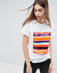 Футболка с полосами из пайеток ASOS - Белый