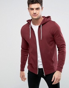 Худи красного цвета на молнии ASOS - Красный
