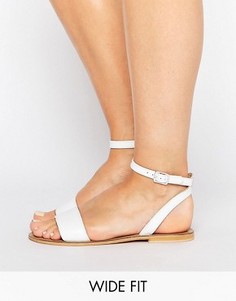 Кожаные сандалии для широкой стопы ASOS FLIQUE - Белый